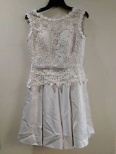 Fanhao Flower Embroidery Blush Pink Satin Cocktail Dress (M/L)