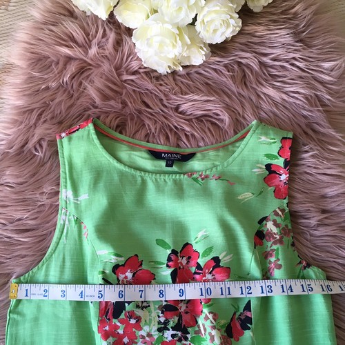Debenhams Maine New England UK 12 Shift Dress Green Floral Summer Sleeveless - Picture 10 of 12