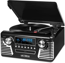 Victrola 50's Retro Bluetooth Record Player & Multimedia BLACK