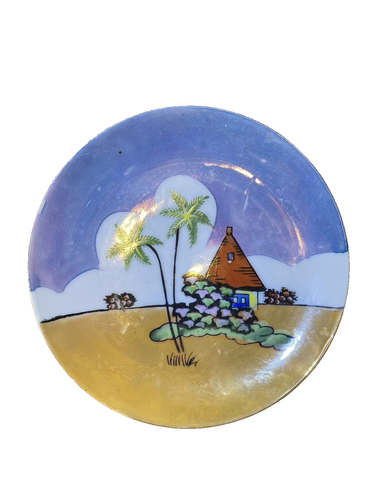 Piatti Lusterware Giapponesi Vintage Palme Tropicali Spiaggia 6 Pollici - Foto 4 di 11