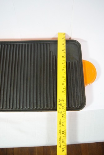 Wolfgang Puck Orange Enameled Cast Iron Reversible Rectangular Griddle Grill - 第 5/5 張圖片