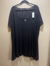 Lane Bryant Women’s Size 38/40 Swing Tee Black Lace Back  NEW