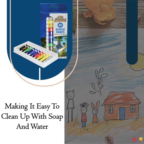 Acrylic Paint Set High Quality 10 COLOURS-Larger Tubes Art Craft - Picture 2 of 19
