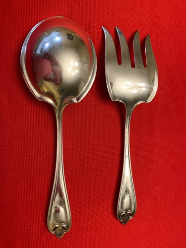 OLD COLONY 1847 Rogers Bros Silverplate 2 Piece GROSSES SALAT SERVIERSET 1911 - Bild 2 von 8