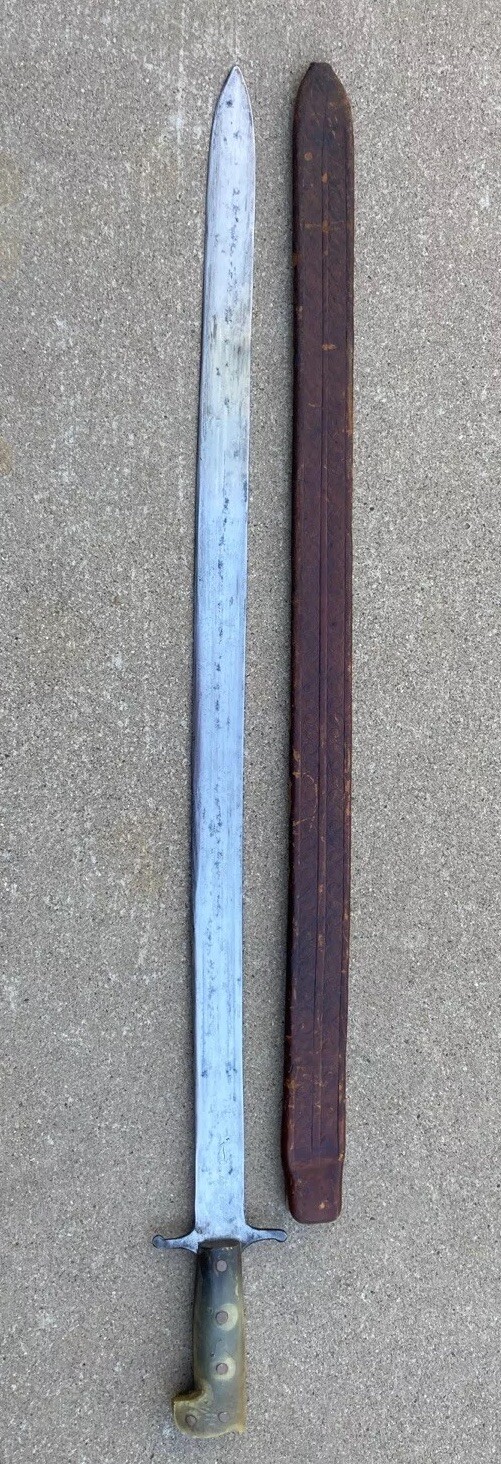 RARE 32" U.S. Collins & Co. #326 Machete / Sword with Tooled Scabbard