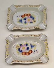 Set Of 2 Vintage Hinode Japan Ceramic Ashtrays THE HINODE 4" × 2 7/8" 
