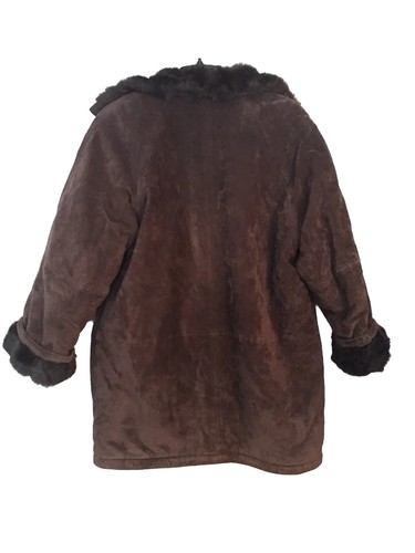 Leather Fur Lined Faux Sheered Beaver Jacket JLC Reversible Fur Warm Coat Sz Med - Picture 2 of 5