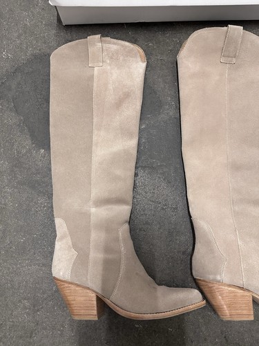RAYE Samara Boots Taupe Beige Suede Western Cowboy Tall 8 $258 - Picture 5 of 9