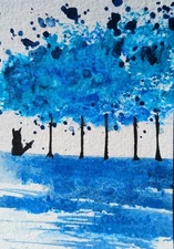 Aceo Original Mixed Media Cat Card