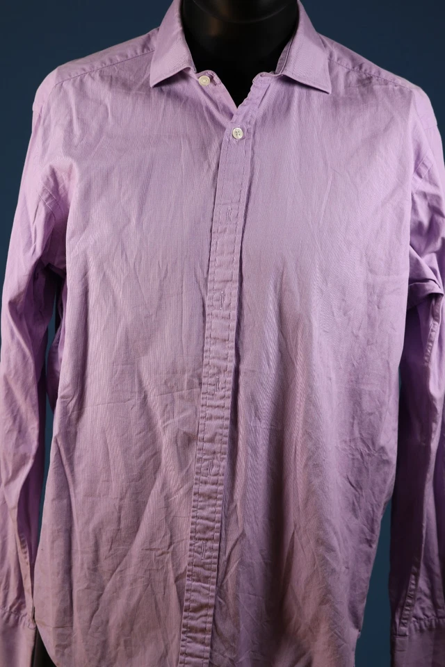 Lote de 2 Camisas TM Lewin Puño Francés 16.5 34.5 Sólidas y Cuadros 87cm Lewin 100 46" Foto 3 de 4