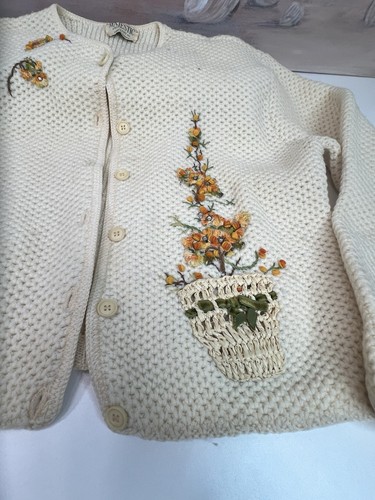 Vtg 100% Wool Embroidered Cardigan Sweater Majestic Specialties Inc - Picture 6 of 18