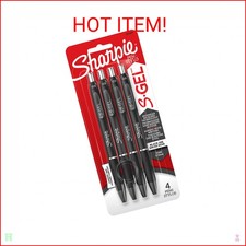 Sharpie S-Gel, Gel Pens, Fine Point 0.5mm , Black Ink Gel Pen, 4 Count