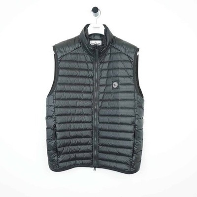 Stone Island Black Loom Woven Chambers Down Gilet - Medium