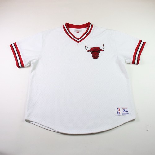 Mitchell & Ness Men's Chicago Bulls Mesh Jersey Size XL V-Neck White Red