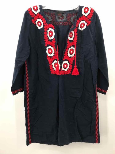 J Crew Navy Size Small Embroidered Shift Knee Length Long Sleeve Dress - Zdjęcie 1 z 3