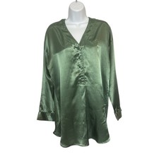 Victoria's Secret Vintage Gold Label Womens P/S Green Sleep Satin Night Shirt