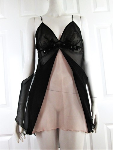 Vintage Fantasies by Morgan Taylor Size M Black Polyester Babydoll Nightie - Picture 3 of 7