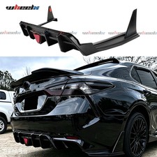 For 2018-2024 Toyota Camry Se Xse Rear Bumper Diffuser Lip W Smoke Led Light For 2018-2024 Toyota Camry Se Xse Rear Bumper Diffuser Lip W Smoke Led Light