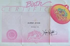 Vintage Growing Hair Cabbage Patch Kids Birth Certificate Girl ~ Albina Jessie