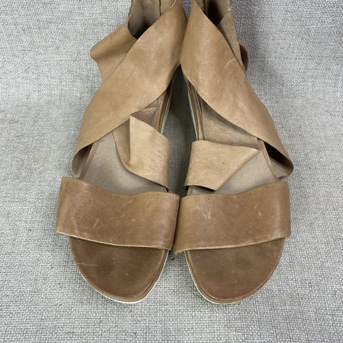 Eileen Fisher Sandals Tan Sport Leather Back Zip Platform Shoes Women’s 10 - Imagen 4 de 6