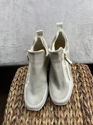 Michael Kors Sneakers Womens Size 8.5M Optic White w/ Gold Accents