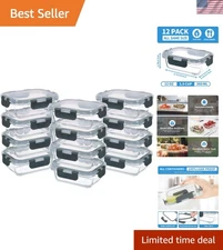 24-Piece Small Glass Food Storage Containers with Lids Airtight, 1.5 Cup Meal...