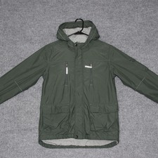 Lands End Kids Parka Jacket Boys Size M Green Winter Hooded Zip Front Pockets