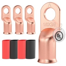 AIRIC UL Listed 1/0 AWG - 3/8 Battery Cable Lugs, Heat Shrink Ring Terminals ...
