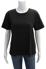 Talbots Women Basic Cotton Crew Neck Short Sleeve T-Shirt Black Size L