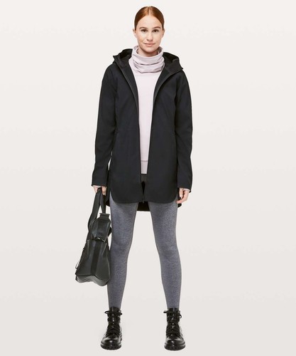 Lululemon Damen Softshell Glyde Along durchgehender Reißverschluss Kapuzenjacke in Schwarz Größe 6