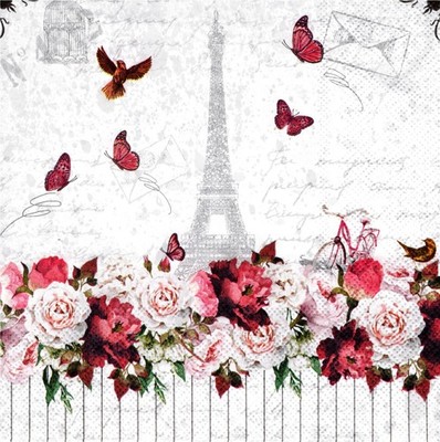 (2) Two Paper Lunch Napkins for Decoupage/Mixed Media - Romantic Paris eiffel