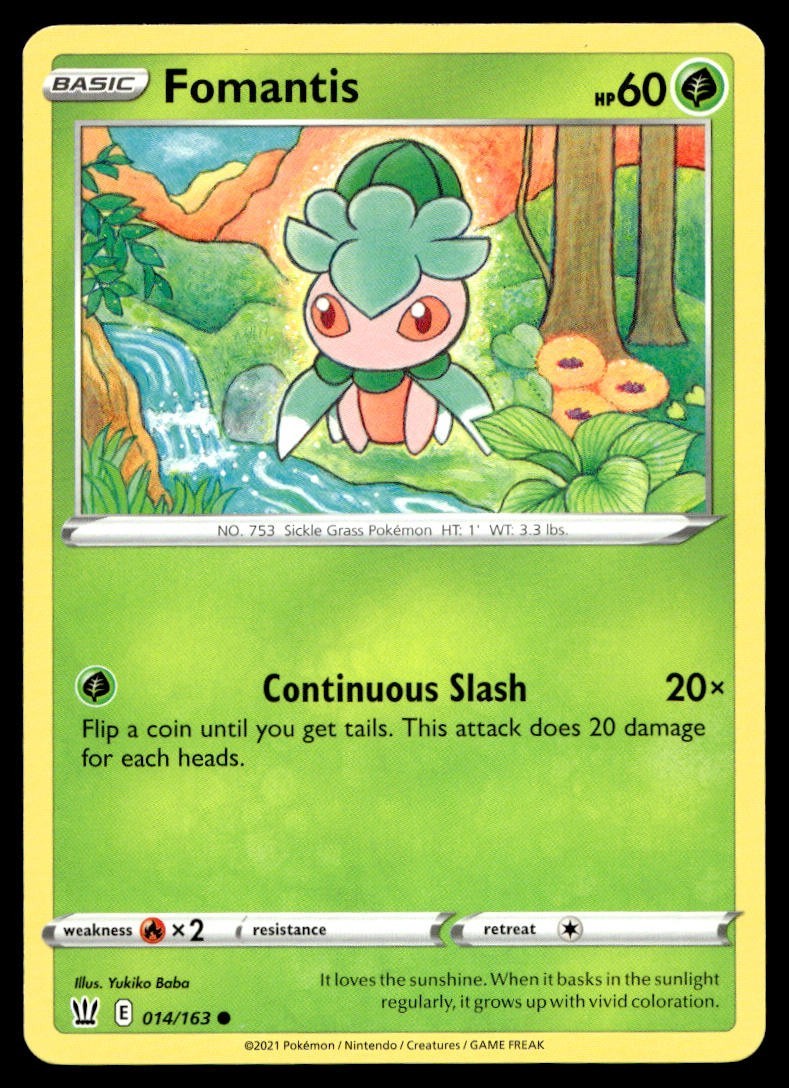 Fomantis 14/163 Pokemon Card Battle Styles Common 60 HP Lightly Played U20
