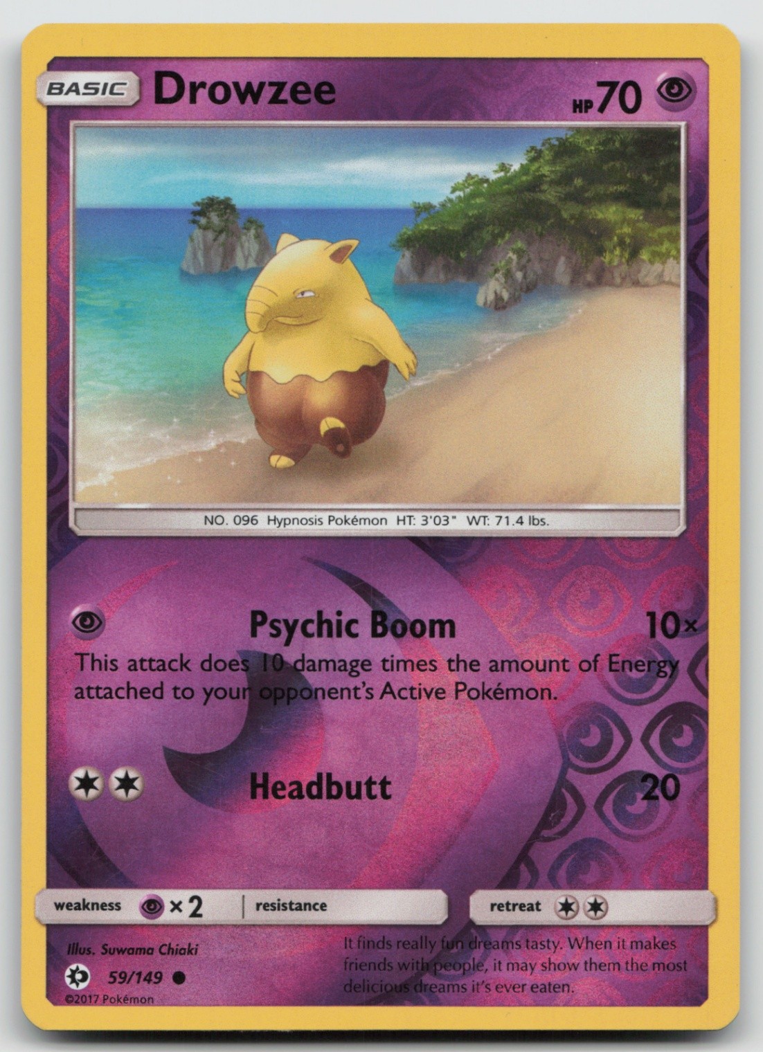 Pokemon Card Drowzee  REVERSE HOLO SM Base Set 59/149