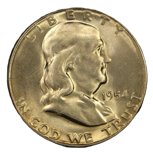1954-S 50C Franklin Half Dollar- Choice Gem Bu- SMH 1733