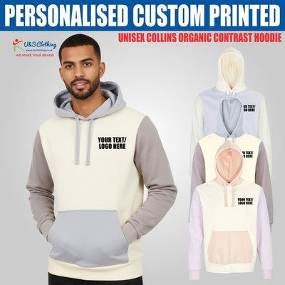 Personalisierter SOL'S Collins Organic Contrast Hoodie individuell bedruckt Unisex Kapuze