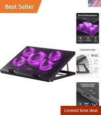 5-Fan Laptop Cooler with USB Hub, Height Adjustable Stand for 12-17" Laptops