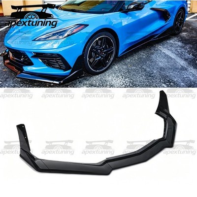 For Chevrolet Corvette C8 Z51 STG 2020-2026 Front Bumper Lip Gloss Black