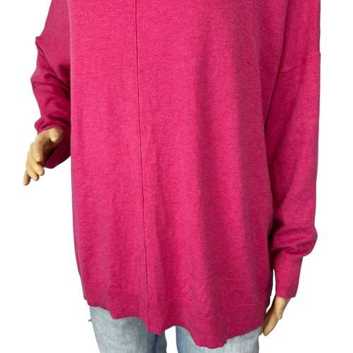 Chico's 2 Cashmere Blend Center Seam Sweater Pink Long Sleeve Pullover Size L - Picture 8 of 12