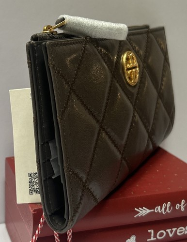 🐼💦 Tory Burch 🐼💦 Willa Envelope Leather Stone Credit Card Wallet 🐼 D33o2 - Picture 2 of 9