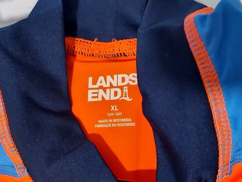 Lands' End Boys Size XL (14-16) Husky Rash Guard Swim Shirt Orange NWOT Bright - Picture 2 of 4