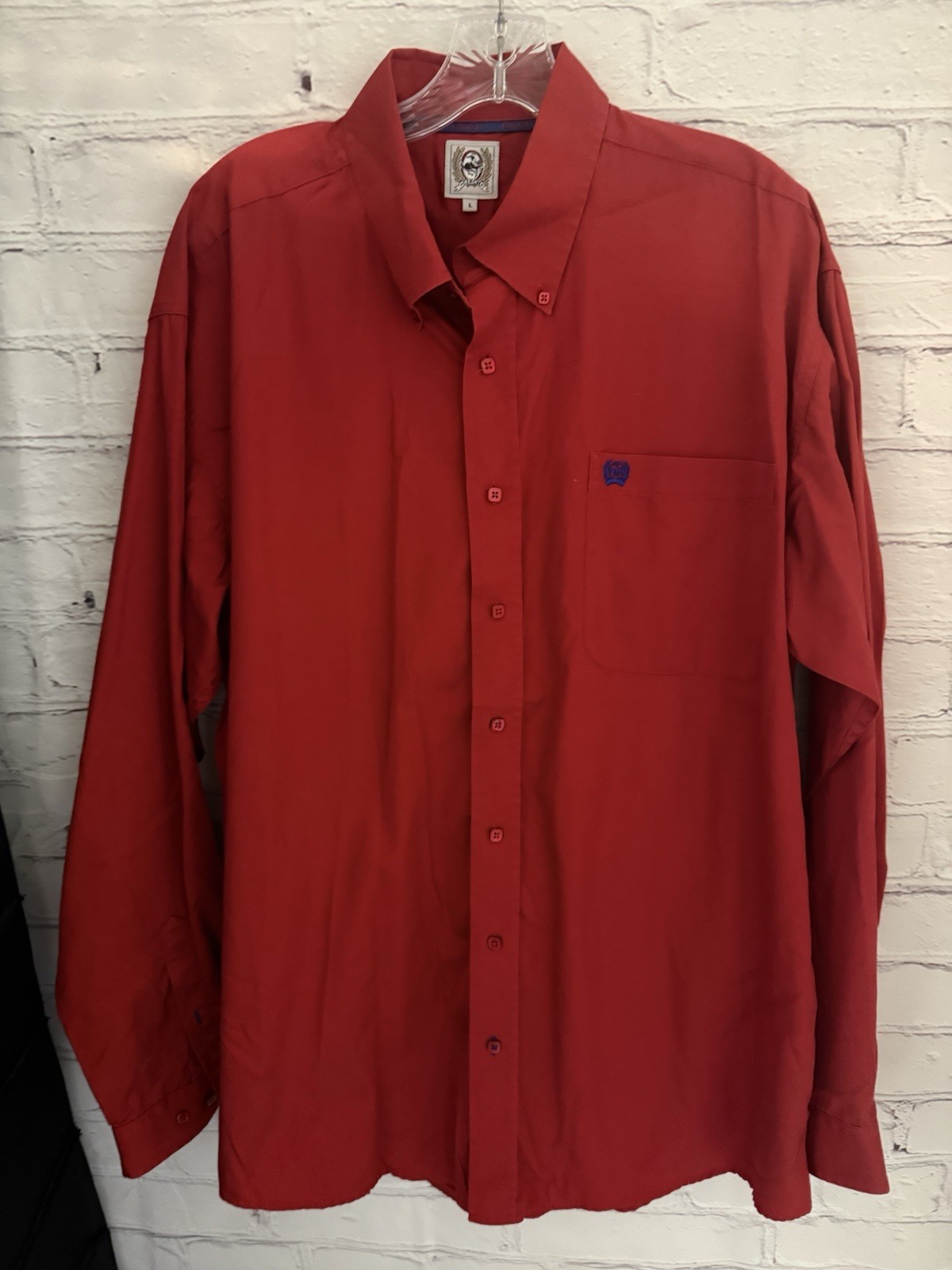 Cinch Solid Red Button Front (Square Buttons) Lon… - image 1