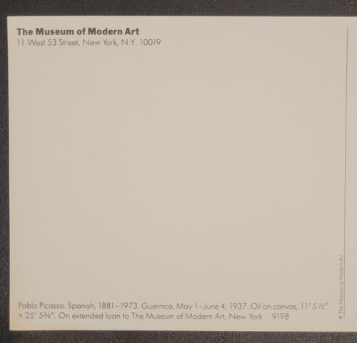 Vintage Wide Art Postcard - Picasso - Guernica - NYC Museum of Modern Art (MoMA) - Picture 5 of 6
