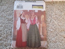 Butterick 6196 Making History Renaissance Medieval Costume Size 6, 8, 10 Uncut
