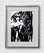 Original Moderne Kunst "Elektra" 21x30 Tusche auf Papier signiert Nero Valen
