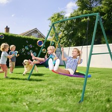 440lbs Metal Swing Set with 2 Swings Heavy Duty Kids Adult Swing Outdoor Playset