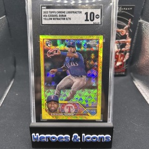2023 Topps Chrome Logofractor Ezequiel Duran #36 Yellow Refractor #/75 Rookie RC