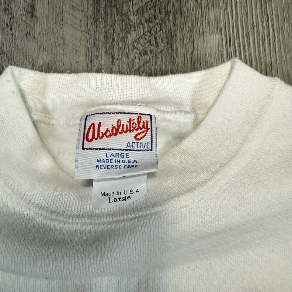 Vintage 80s Absolutely Active White Blank Crewneck Sweatshirt Men’s M/L USA - Image 2 of 4