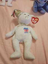 Ty Beanie Baby - APRIL the Birthday Teddy Bear (8-9.5 Inch) NWT