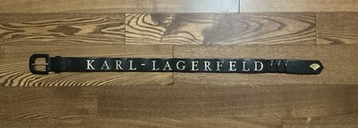 Karl Lagerfeld Black Leather Logo Belt