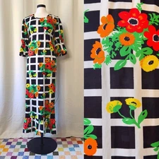 VTG 1960s Flower Power Maxi Dress 